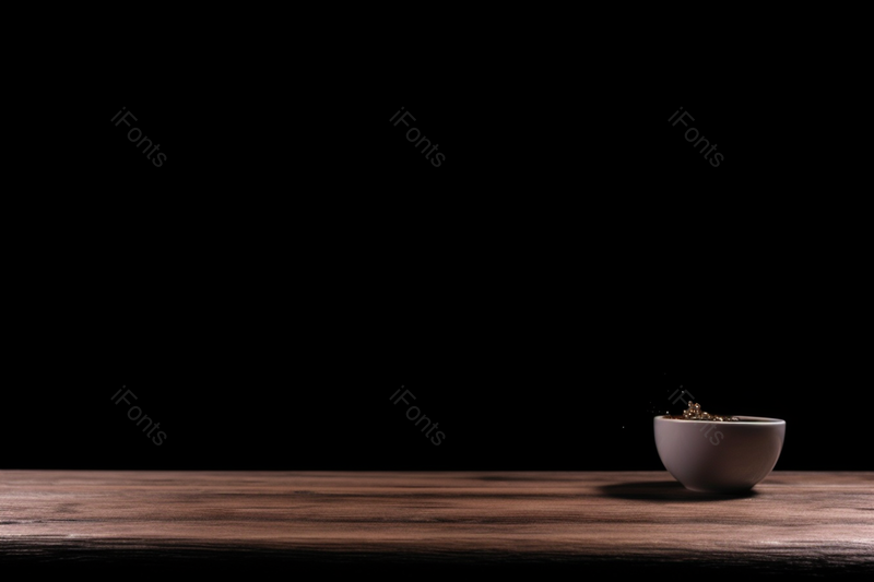 黑色背景下的木制木色原木桌面上放着一个杯子,高清,摄影图,摄影图片,图片大全,摄影图免费下载